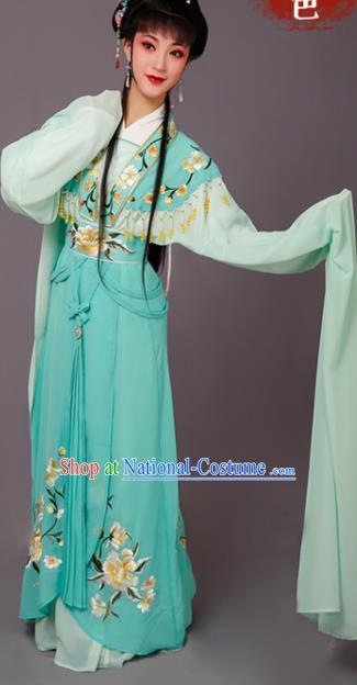 Chinese Traditional Beijing Opera Dan Actress Green Dress Peking Opera Princess Embroidered Costumes for Women