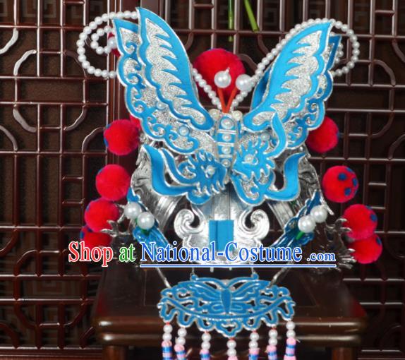 Chinese Traditional Beijing Opera Wu Dan Helmet Peking Opera Female Warrior Hat Headdress for Women