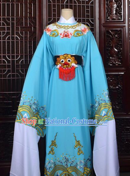 Chinese Traditional Beijing Opera Niche Blue Costumes Peking Opera Scholar Clothing for Men