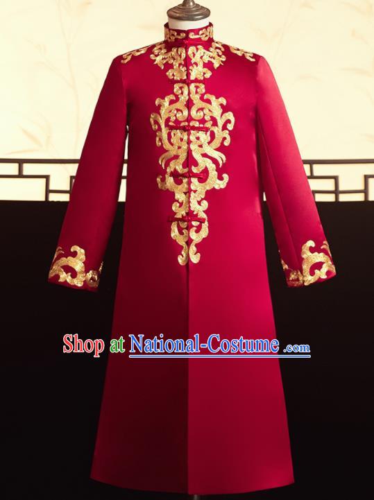 Chinese Ancient Bridegroom Embroidered Red Mandarin Jacket Traditional Wedding Tang Suit Costumes for Men