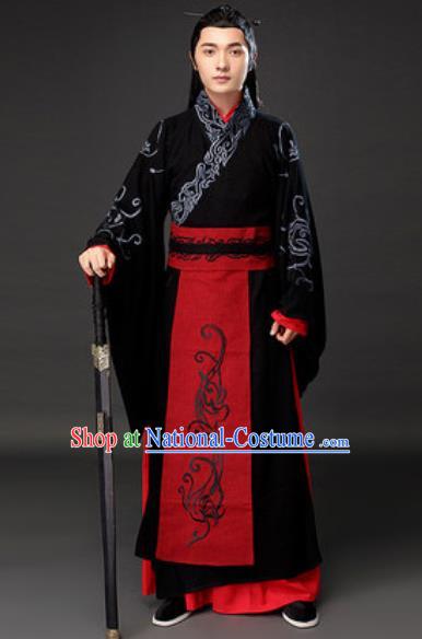 Chinese Ancient Royal Duke Clothing Traditional Han Dynasty Swordsman Costumes for Men