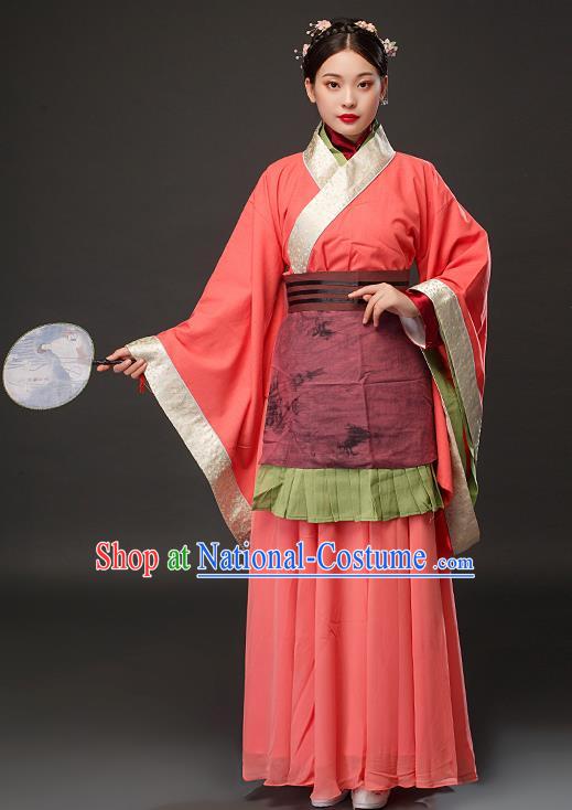 Chinese Traditional Spring and Autumn Period Imperial Concubine Xi Shi Pink Dress Ancient Patrician Lady Costumes for Women