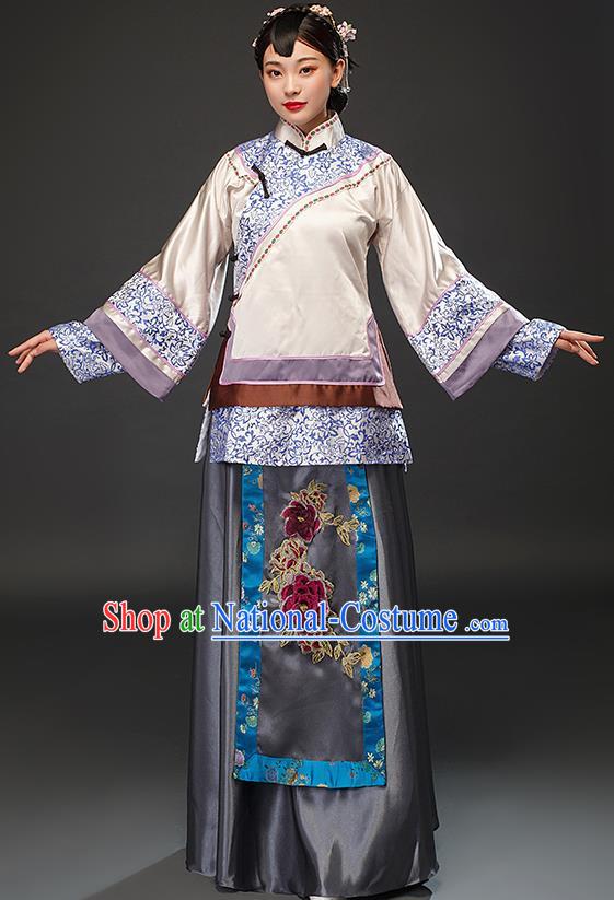 Chinese Traditional Qing Dynasty Patrician Lady Dress Ancient Young Mistress Costumes for Women