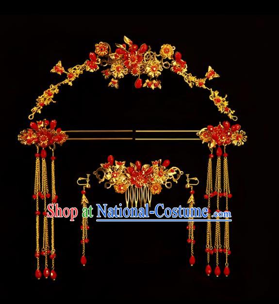 Chinese Ancient Bride Royal Crown Hair Comb Hairpins Traditional Wedding Hair Accessories for Women