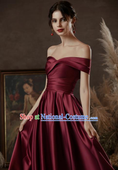 Custom Top Grade Wine Red Wedding Dress Bride Satin Dress for Women