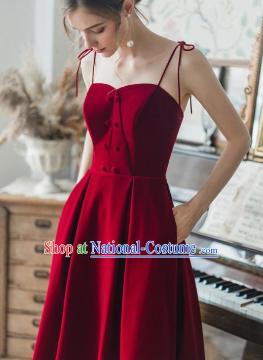 Custom Top Grade Red Wedding Dress Bride Velvet Full Dress for Women