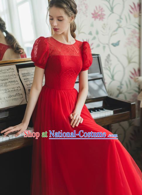 Custom Top Grade Red Veil Wedding Dress Bride Lace Full Dress for Women