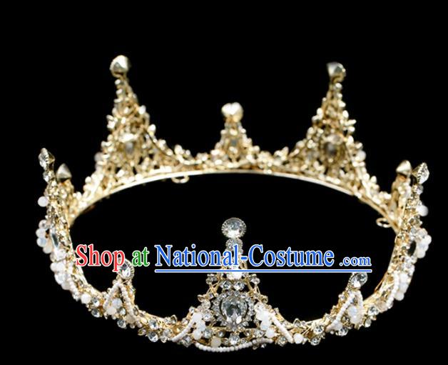 Handmade Wedding Crystal Round Royal Crown Princess Bride Hair Accessories for Women