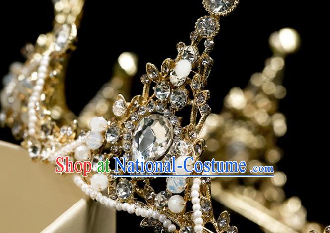 Handmade Wedding Crystal Round Royal Crown Princess Bride Hair Accessories for Women