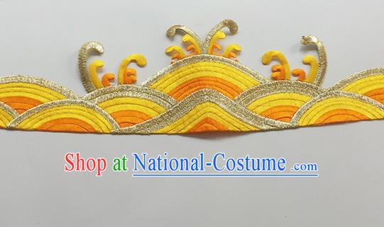 Chinese Traditional Embroidery Waves Yellow Applique Embroidered Patches Embroidering Cloth Accessories