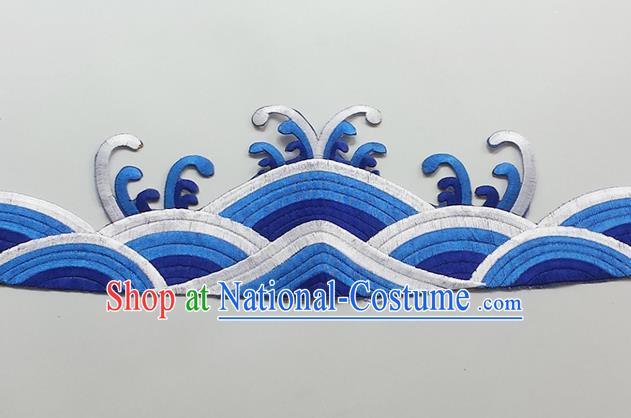 Chinese Traditional Embroidery Waves Royalblue Applique Embroidered Patches Embroidering Cloth Accessories