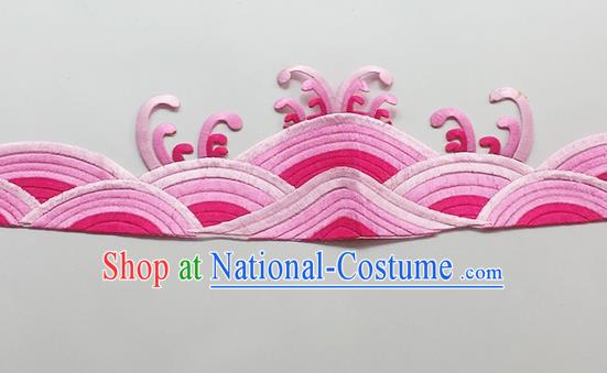 Chinese Traditional Embroidery Waves Pink Applique Embroidered Patches Embroidering Cloth Accessories