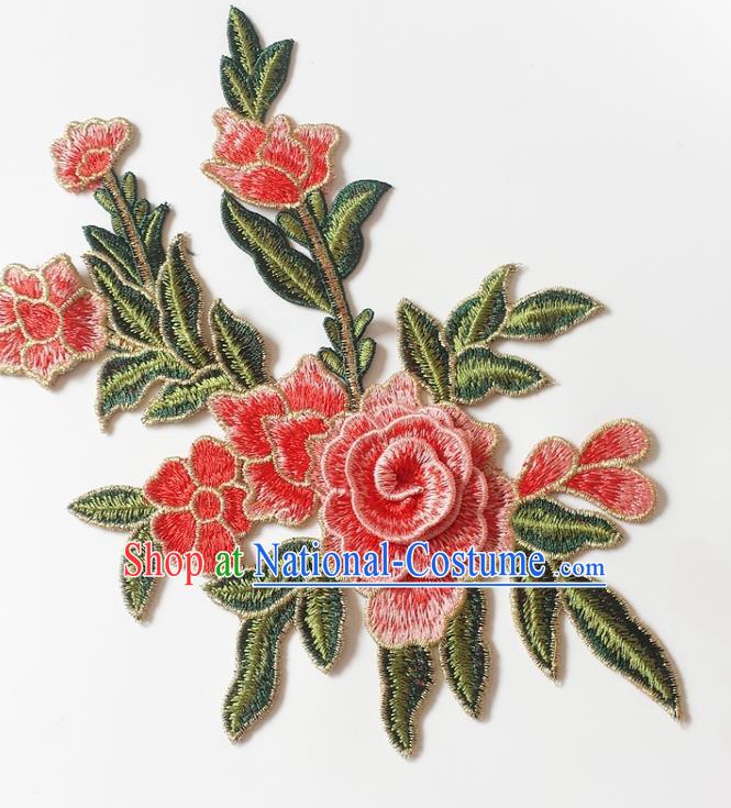 Chinese Traditional Embroidery Watermelon Red Begonia Applique Embroidered Patches Embroidering Cloth Accessories