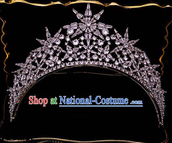 Handmade Wedding Crystal Zircon Royal Crown Princess Bride Hair Accessories for Women