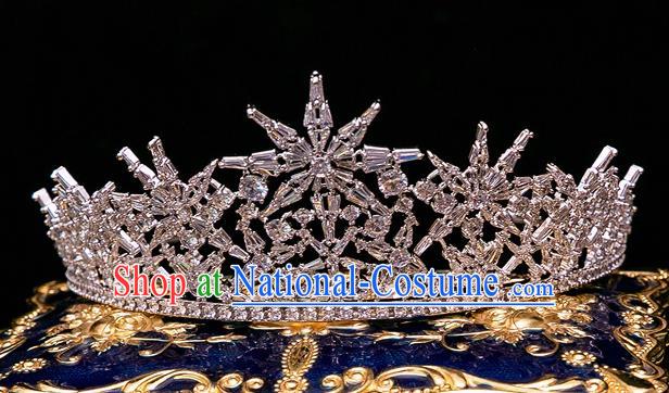 Handmade Wedding Crystal Zircon Royal Crown Princess Bride Hair Accessories for Women