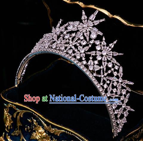 Handmade Wedding Crystal Zircon Royal Crown Princess Bride Hair Accessories for Women