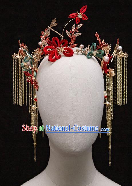 Chinese Ancient Bride Hair Clasp Hairpins Traditional Wedding Xiu He Hair Accessories Complete Set for Women