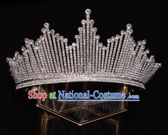 Handmade Wedding Zircon Royal Crown Princess Bride Hair Accessories for Women