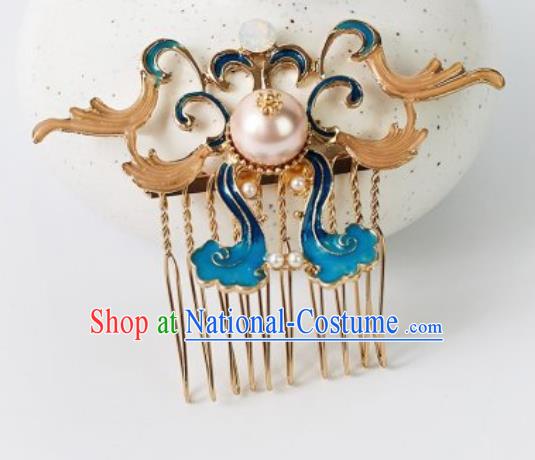 Chinese Ancient Bride Blue Hair Comb Traditional Wedding Xiu He Hairpins Hair Accessories for Women