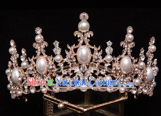 Handmade Wedding Baroque Royal Crown Princess Bride Hair Accessories for Women