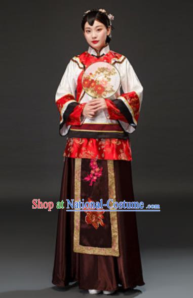 Chinese Traditional Qing Dynasty Rich Concubine Dress Ancient Drama Young Mistress Costumes for Women