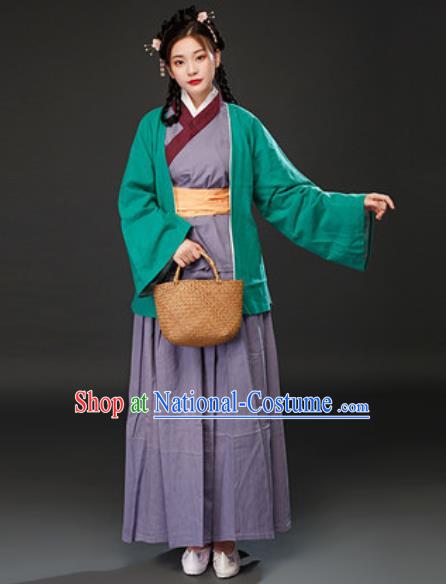 Chinese Traditional Ming Dynasty Maidservant Dress Ancient Drama Female Civilian Costumes for Women