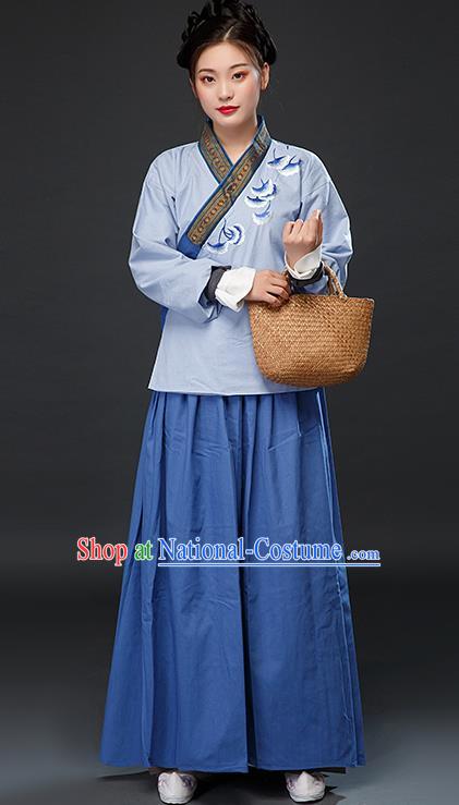 Traditional Chinese Ming Dynasty Housemaid Female Civilian Dress Ancient Drama Maidservant Costumes for Women