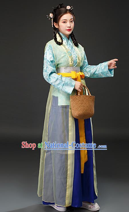 Traditional Chinese Ming Dynasty Servant Girl Dress Ancient Drama Female Civilian Maidservant Costumes for Women