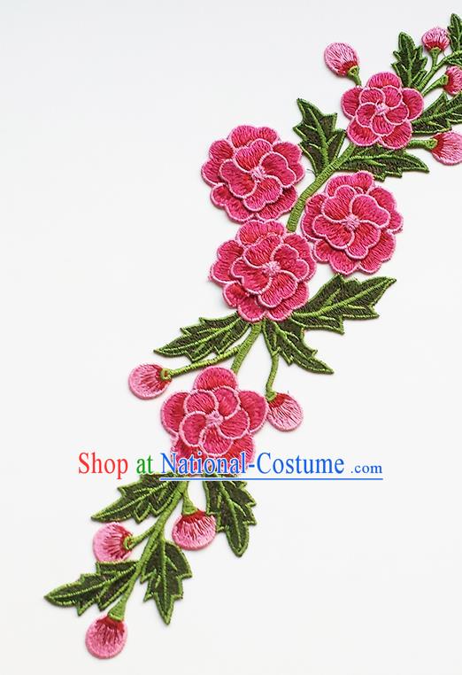 Chinese Traditional Embroidery Rosy Flowers Applique Embroidered Patches Embroidering Cloth Accessories