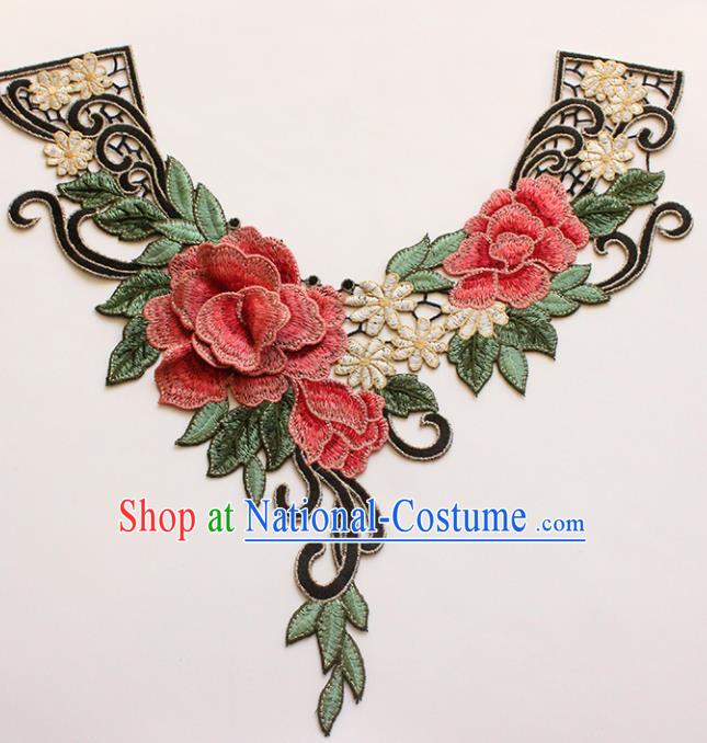 Traditional Chinese National Embroidery Peony Collar Applique Embroidered Patches Embroidering Cloth Accessories