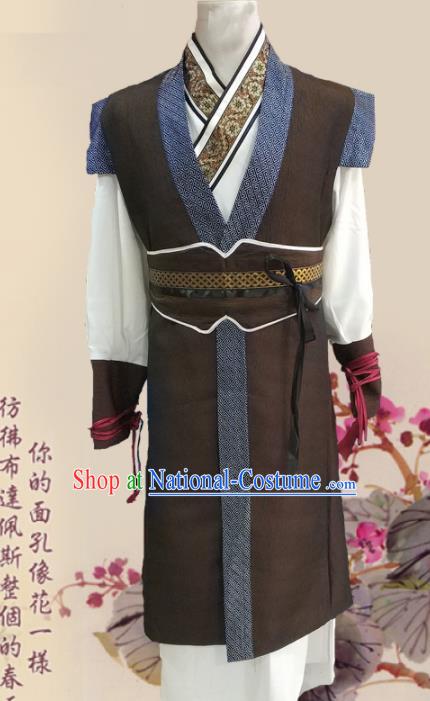 Chinese Ancient Han Dynasty Civilian Clothing Traditional Ancient Swordsman Costumes for Men