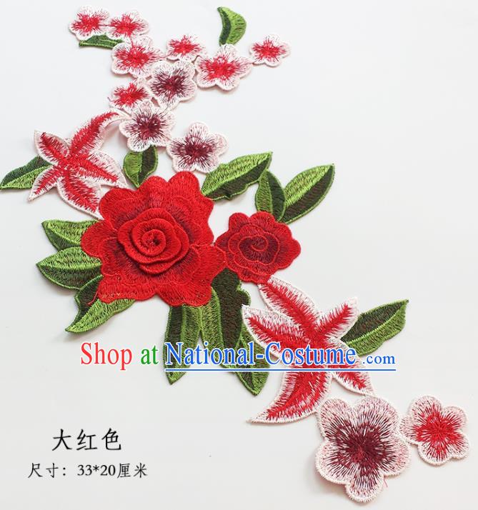 Traditional Chinese National Embroidery Stereo Flowers Applique Embroidered Patches Embroidering Cloth Accessories