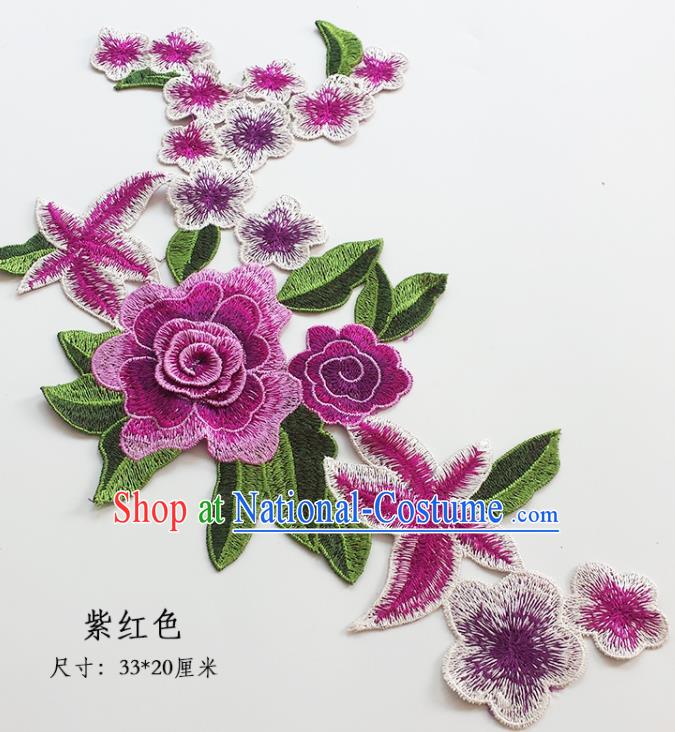 Traditional Chinese National Embroidery Stereo Amaranth Flowers Applique Embroidered Patches Embroidering Cloth Accessories