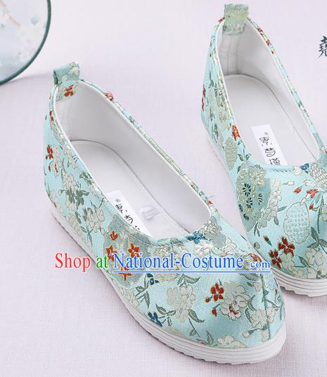 Chinese Handmade Opera Embroidered Green Brocade Bow Shoes Traditional Hanfu Shoes National Shoes for Women