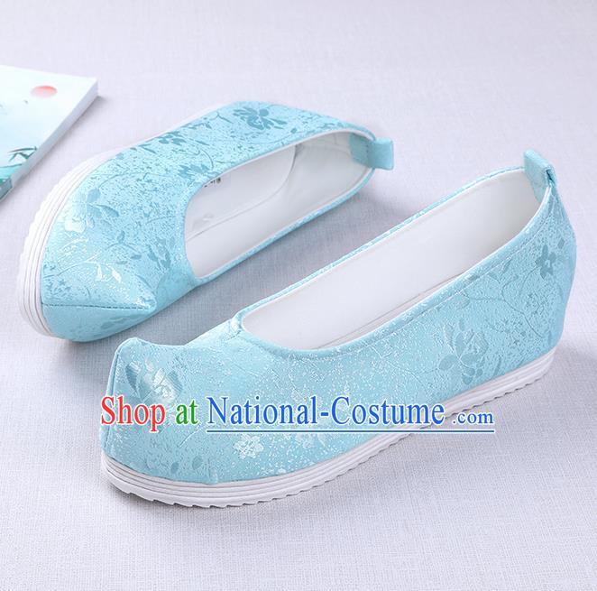 Chinese Handmade Blue Opera Shoes Traditional Hanfu Shoes National Shoes for Women