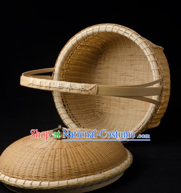 Chinese Handmade Bamboo Weaving Basket Traditional Food Cabas