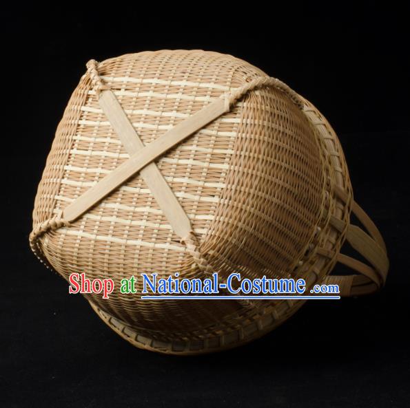 Chinese Handmade Bamboo Weaving Basket Traditional Food Cabas