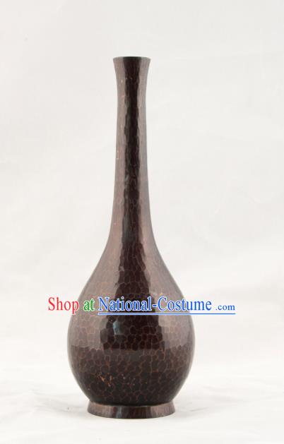 Chinese Handmade Copper Flask Vase Traditional Bronze Lagena Craft Decoration