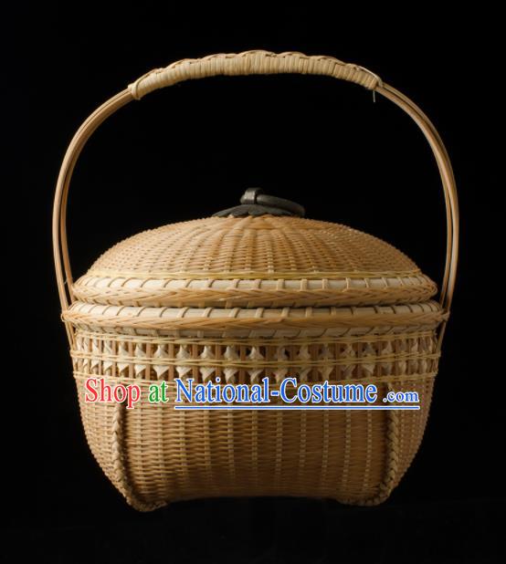 Chinese Handmade Bamboo Weaving Basket Traditional Food Cabas