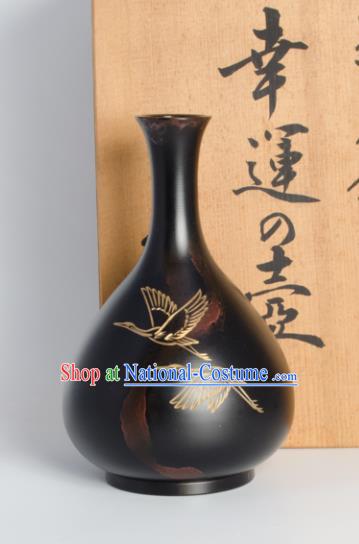 Chinese Handmade Bronze Flower Vase Traditional Black Copper Craft Decoration