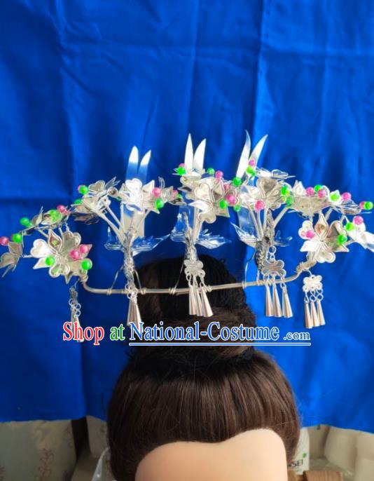 Chinese Traditional Handmade Miao Nationality Birds Hairpins Ethnic Wedding Hair Accessories for Women