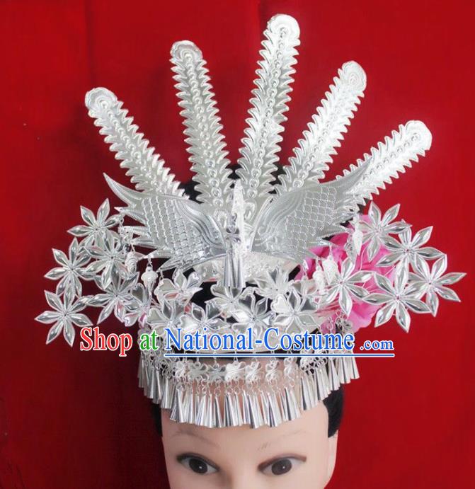 Chinese Traditional Handmade Miao Nationality Phoenix Hairpins Ethnic Wedding Hair Accessories for Women