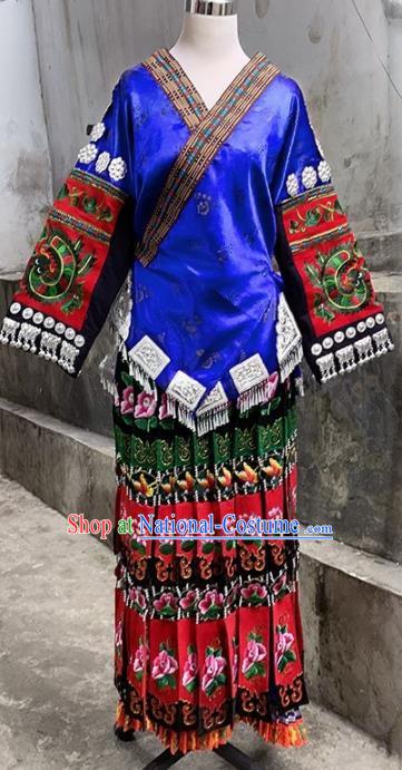 Chinese Traditional Miao Nationality Festival Blouse and Dress Ethnic Folk Dance Costume for Women