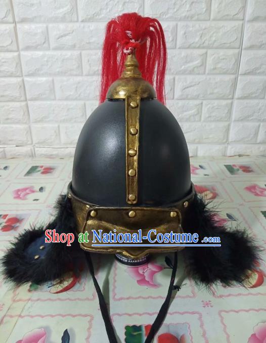 Chinese Handmade Traditional Ming Dynasty Soldier Helmet Ancient General Hat for Men