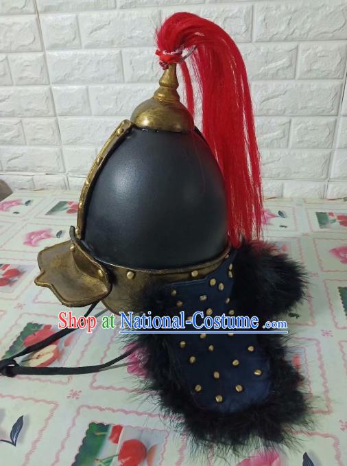 Chinese Handmade Traditional Ming Dynasty Soldier Helmet Ancient General Hat for Men