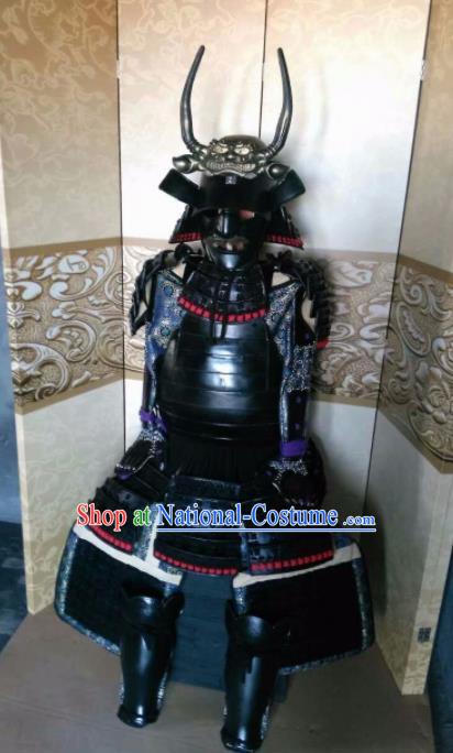 Japanese Handmade Traditional Samurai General Body Armor and Helmet Ancient Warrior Costumes for Men