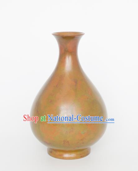 Chinese Handmade Bronze Plum Vase Traditional Red Copper Craft Decoration