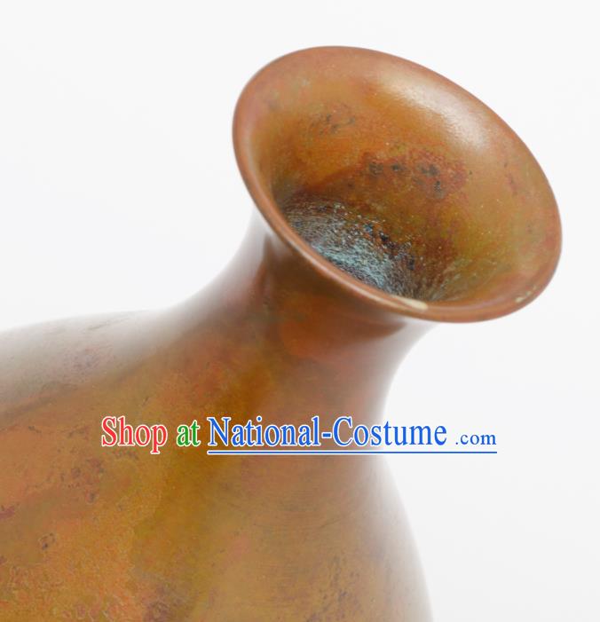 Chinese Handmade Bronze Plum Vase Traditional Red Copper Craft Decoration