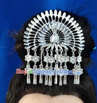 Chinese Traditional Handmade Miao Nationality Peacock Tassel Hairpins Ethnic Wedding Hair Accessories for Women