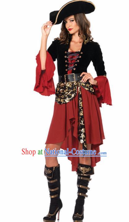 Traditional Europe Middle Ages Pirates Dress Halloween Cosplay Stage Performance Costume for Women